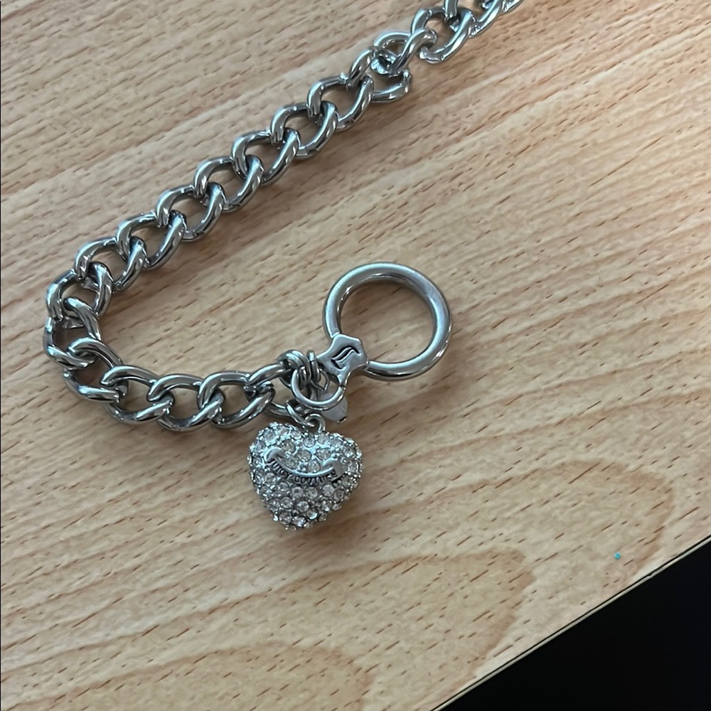 Juicy Couture Silver Heart Charm Bracelet